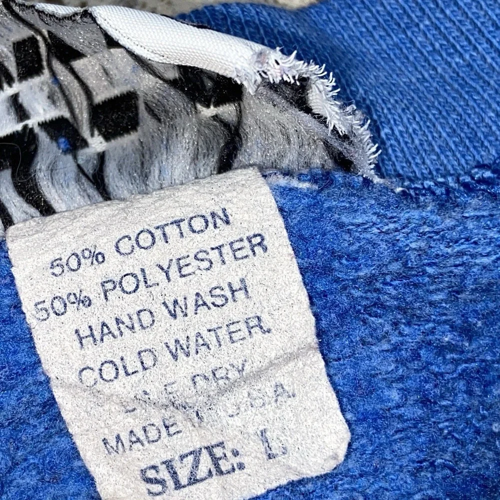 Vintage DKNY USA Crewneck Sweatshirt Womens Large Blue Spell Out Made in USA